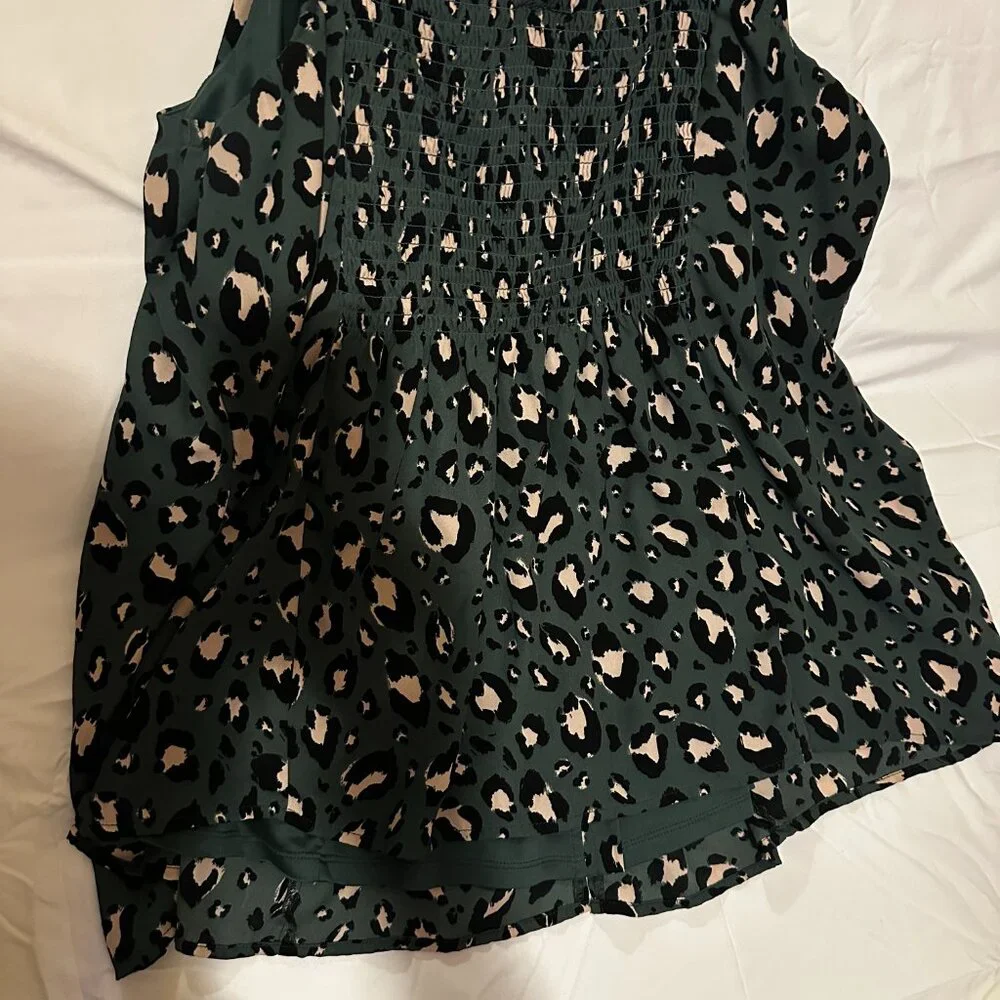 Torrid Camisole Tunic Going Out Top Sleeveless Blouse 2x Green Leopard Print - Picture 5 of 9